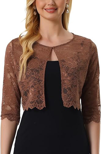 Formal dress cover up - Allegra K Lace Cropped Bolero  | 40plusstle.com