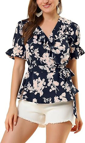 Allegra K Wrap Peplum Top | 40plusstyle.com