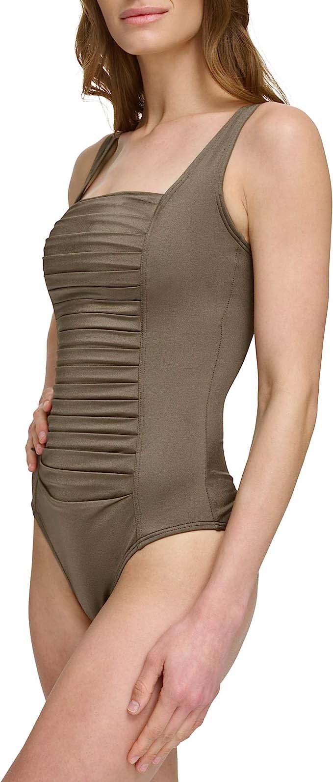 Amazon prime day sale - Calvin Klein Pleated-Front One Piece Swimsuit | 40plusstyle.com