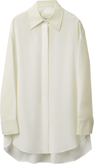 COS Contrast Silk Panel Shirt | 40plusstyle.com