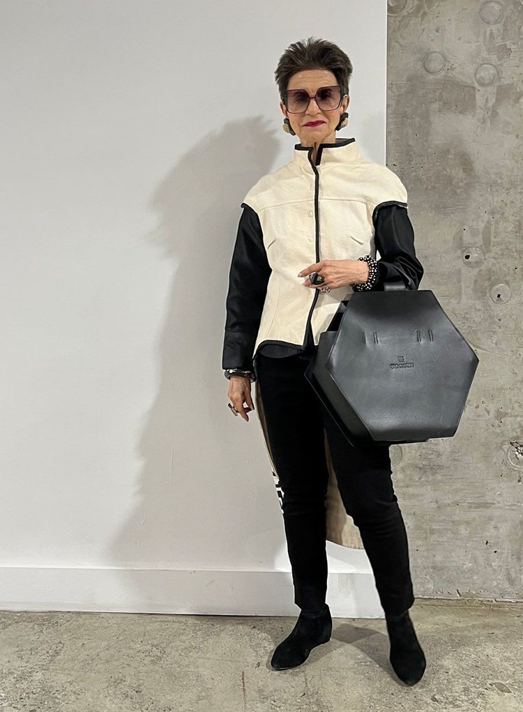Diana in  leather shirt, pants and suede booties | 40plusstyle.com