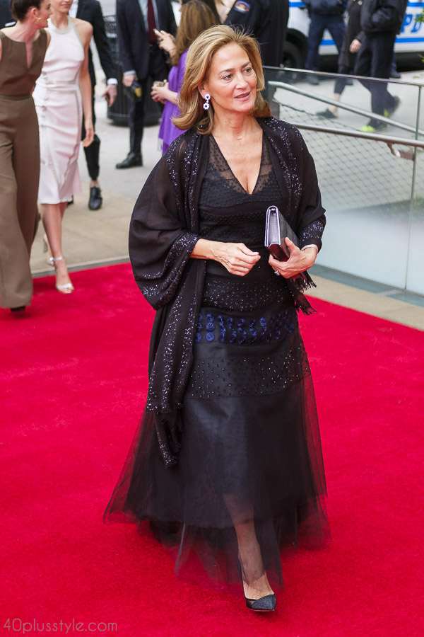 An elegant black sequin shawl at the MET gala | 40plusstyle.com