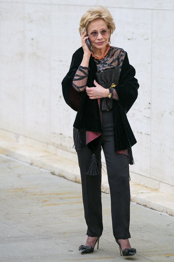 This sequin detailed coat in black is a subtle yet stylish piece | 40plusstyle.com