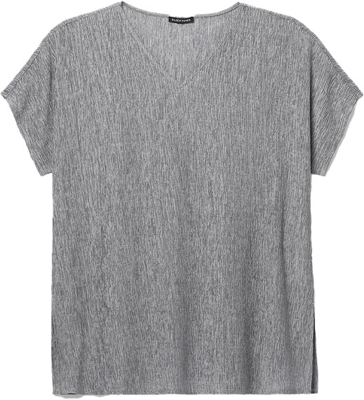 Eileen Fisher Woven Plissé V-Neck Top | 40plusstyle.com