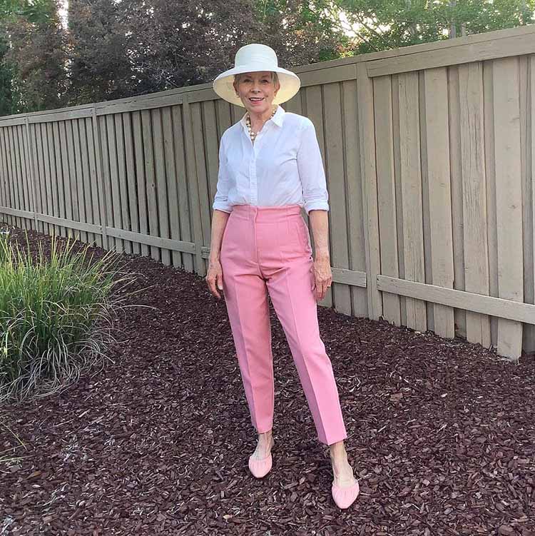 Eileen in shirt and trousers | 40plusstyle.com