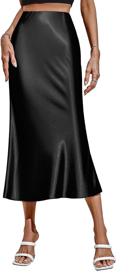 HOTOUCH Satin Midi Skirt | 40plusstyle.com