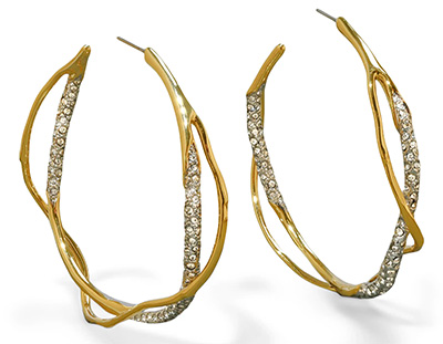 Alexis Bittar Intertwined Pavé Crystal Hoop Earrings | 40plusstyle.com