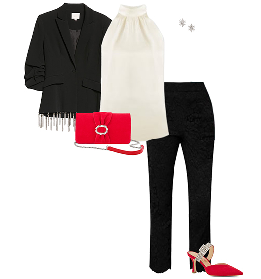 Lace pants and embellished blazer | 40plusstyle.com