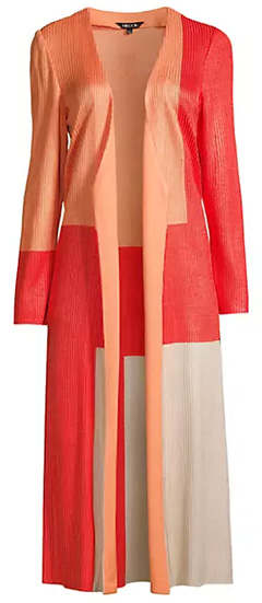 Misook Long Colorblocked Cardigan | 40plusstyle.com