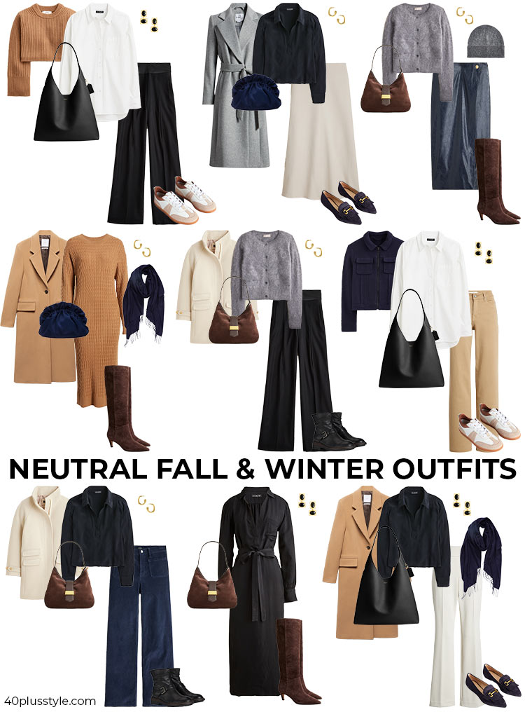 Neutral fall and winter outfits | 40plusstyle.com