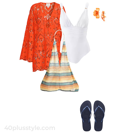 Navy + white + orange | 40plusstyle.com