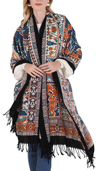 How to cover up a formal outfit: DANA XU 100% Pure Wool Oversized Cashmere Pashmina Scarf | 40plusstyle.com