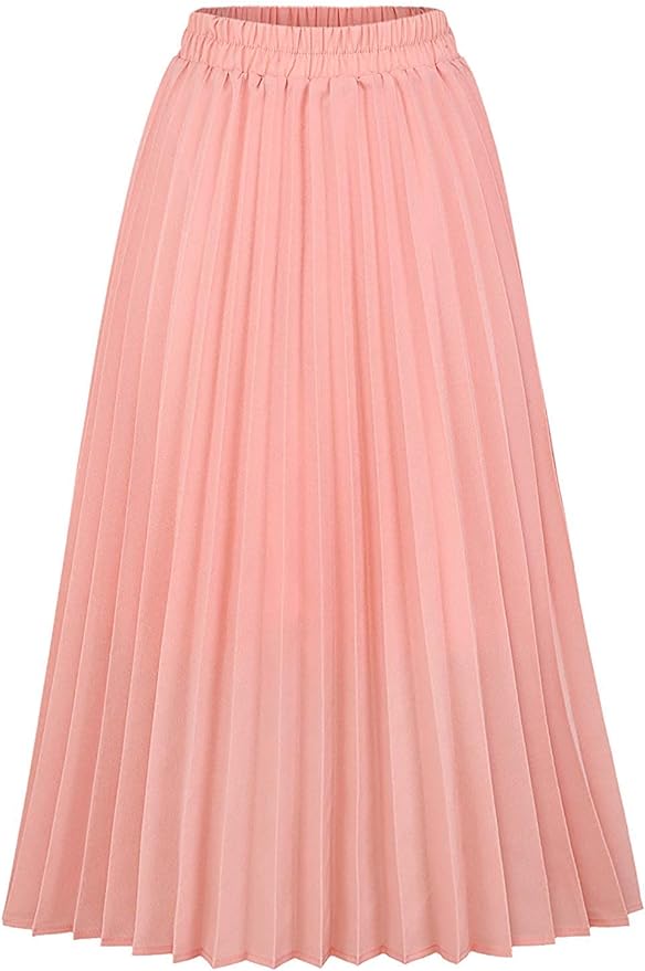CHARTOU Elastic High Waisted Pleated Midi Skirt | 40plusstyle.com