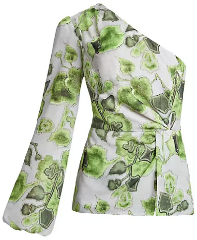 Santorelli Floral Georgette One-Shoulder Twist Blouse | 40plusstyle.com