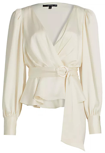 Toccin Remi Satin Wrap Blouse | 40plusstyle.com