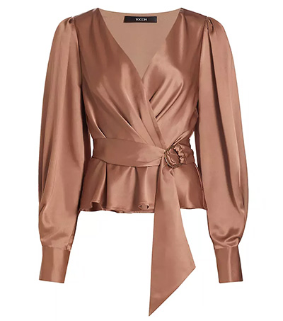 Toccin Remi Satin Wrap Blouse | 40plusstyle.com