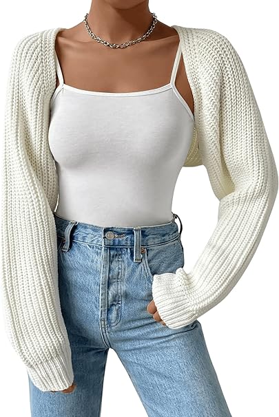 Verdusa Open Front Knitted Crop Cardigan | 40plusstyle.com