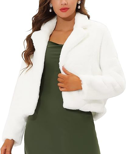 Allegra K Cropped Faux Fur Coat | 40plusstyle.com