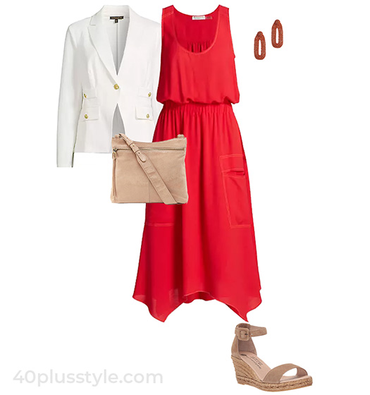 Beige + white + red | 40plusstyle.com