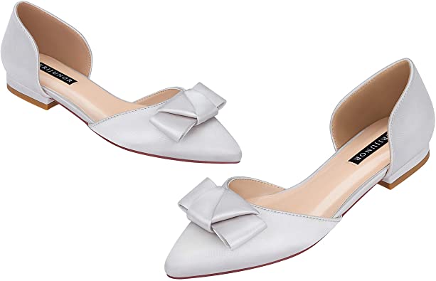 ERIJUNOR Bow Knot D’Orsay Pointy Toe Flat | 40plusstyle.com