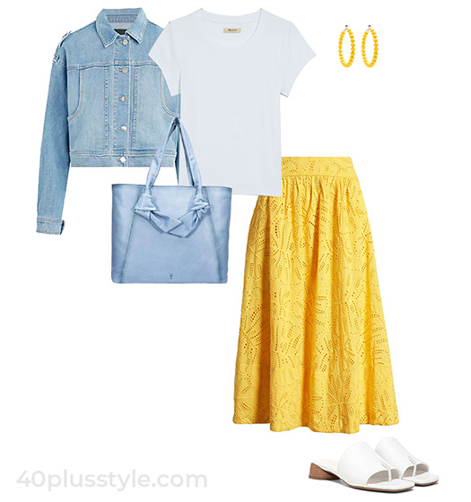 Yellow + white + blue | 40plusstyle.com