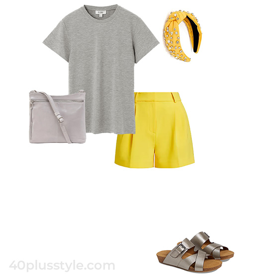Yellow + gray + silver | 40plusstyle.com